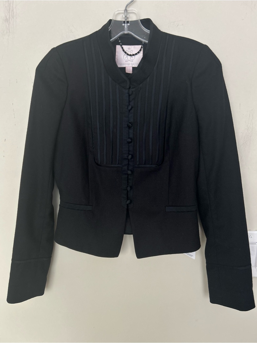 Rebecca Taylor Black Pintuck Front Tailored black Blazer. Size 2